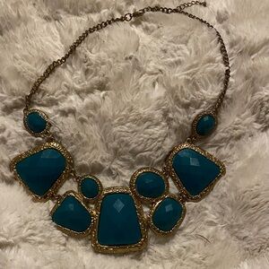 Elegant Gold and Blue Statement fashion Necklace